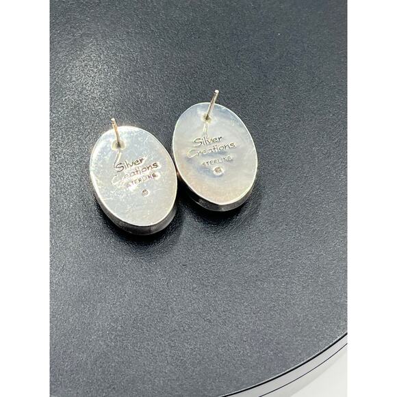 Silver Creations Gundi Vintage Sterling Silver Banded Agate Oval Pierced Earring - Picture 3 of 12